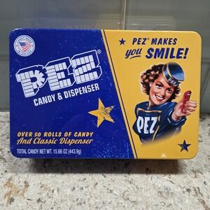 Pez Candy Tin Vintage Style Over 50 Rolls Variety‎ Flavors Collectible